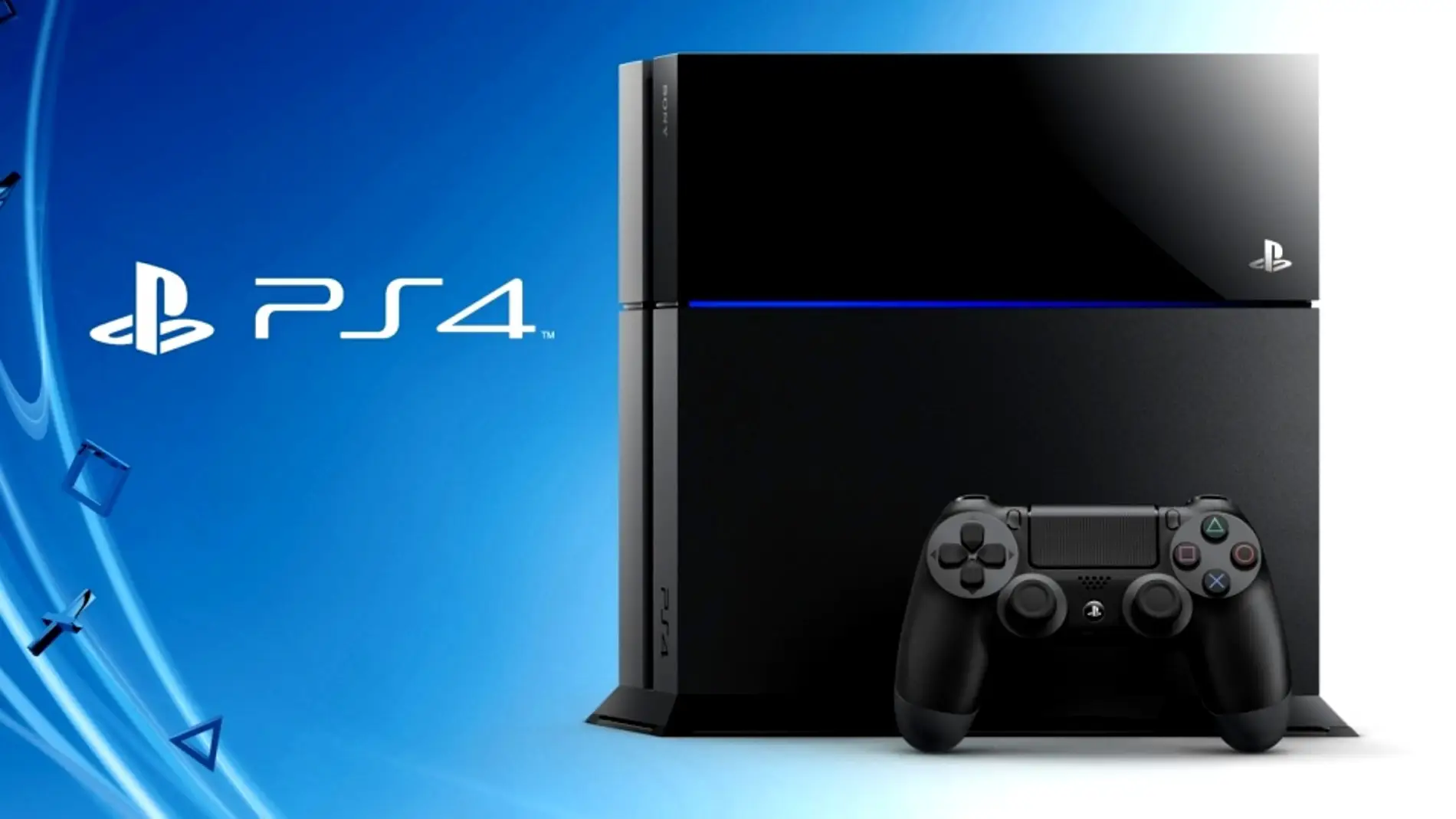 PlayStation 4 sobre fondo azul