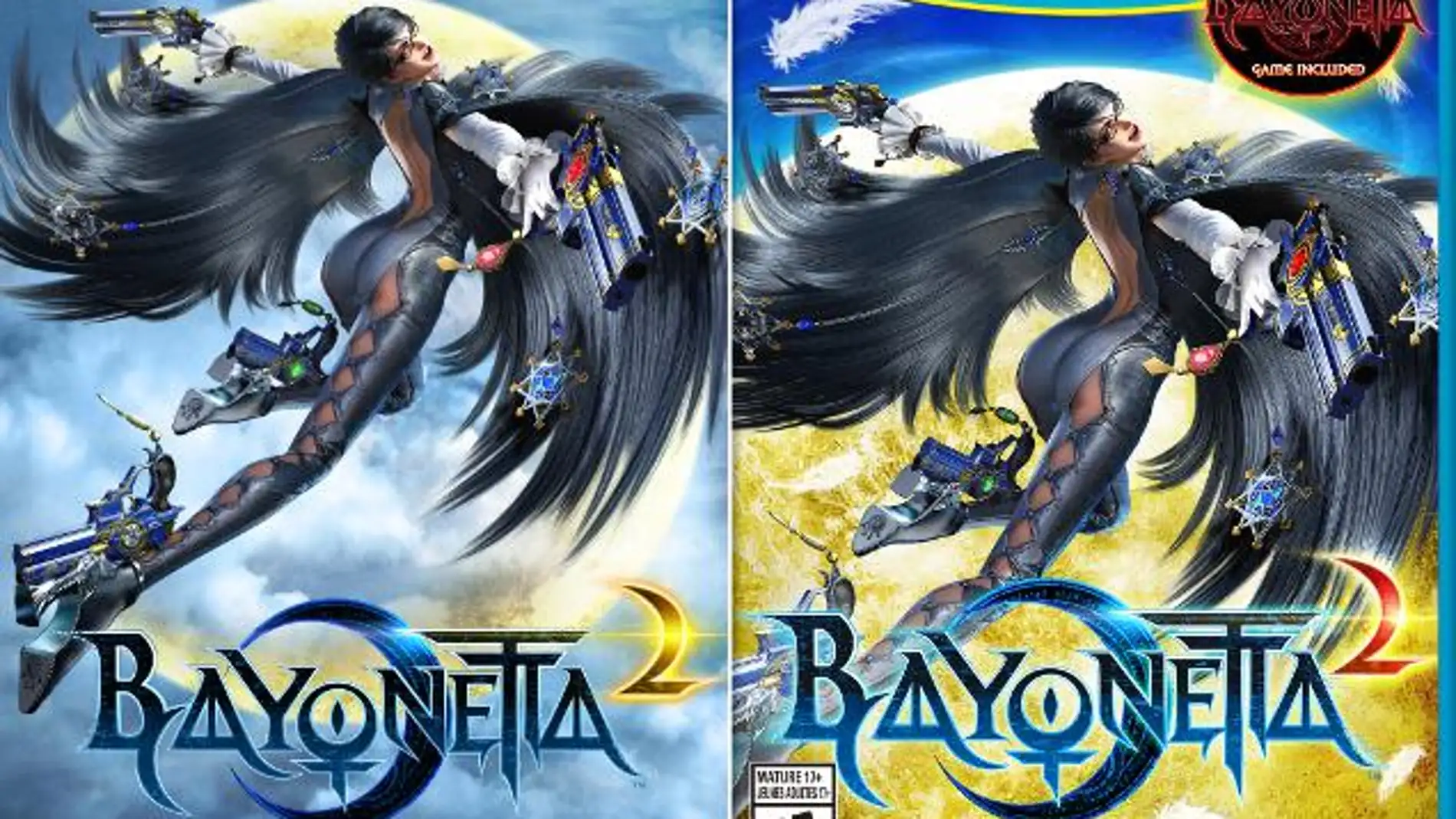Comparación de las dos portadas de Bayonetta 2
