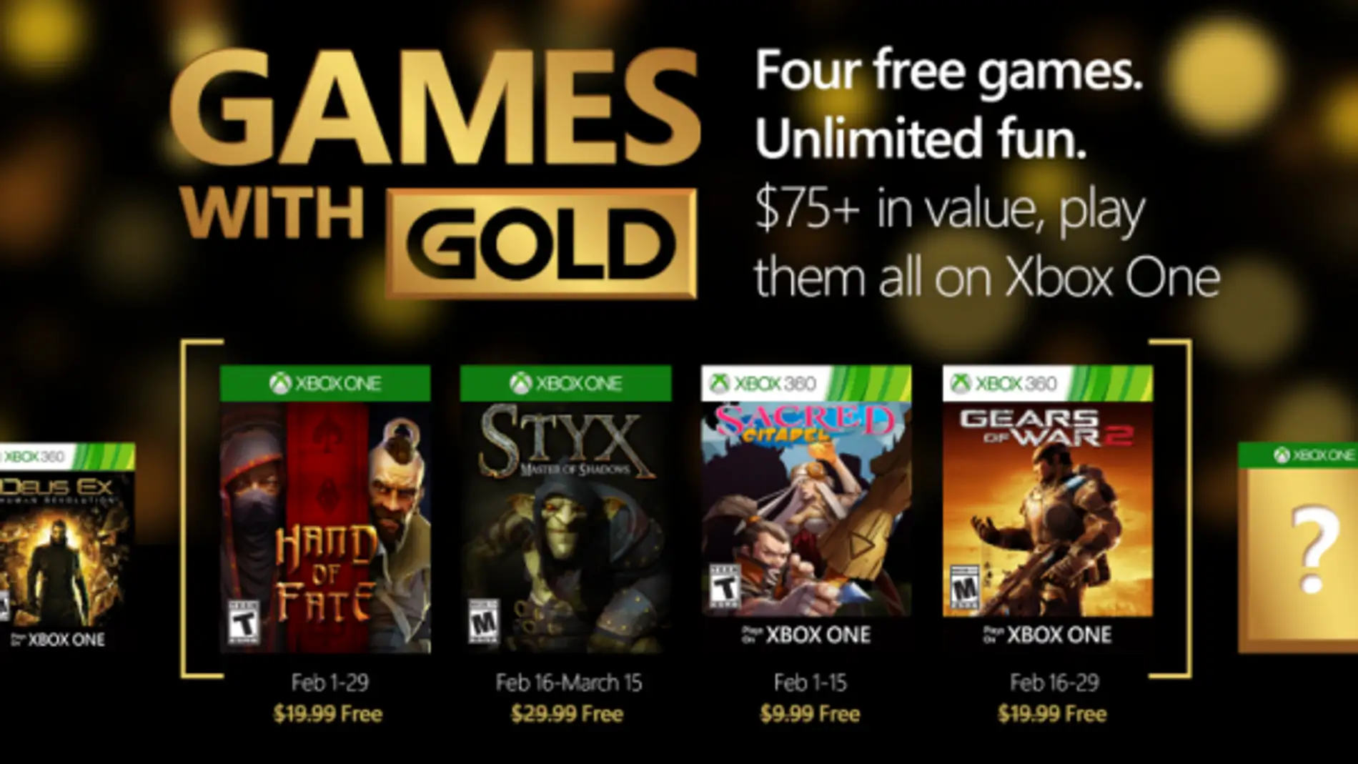 Desvelados los juegos de Xbox Gold para febrero