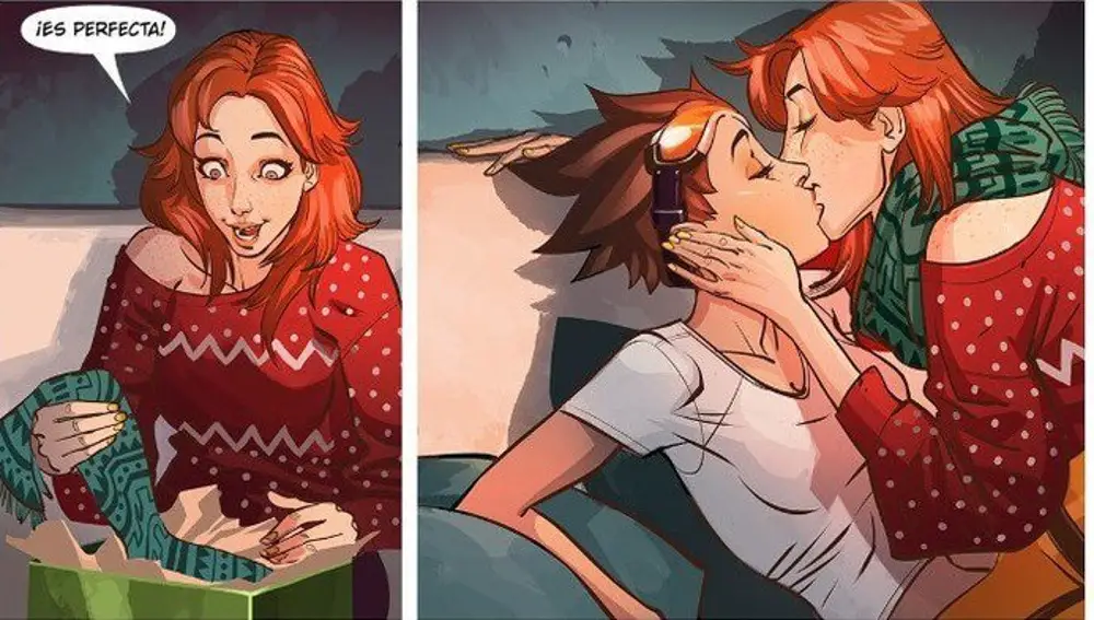 Beso entre Tracer y Emily