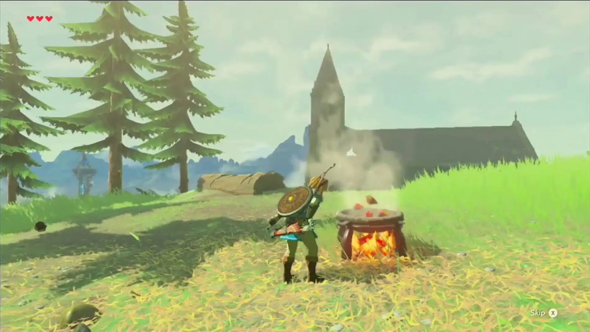 Link cocinando en The Legend of Zelda: Breath of the Wild