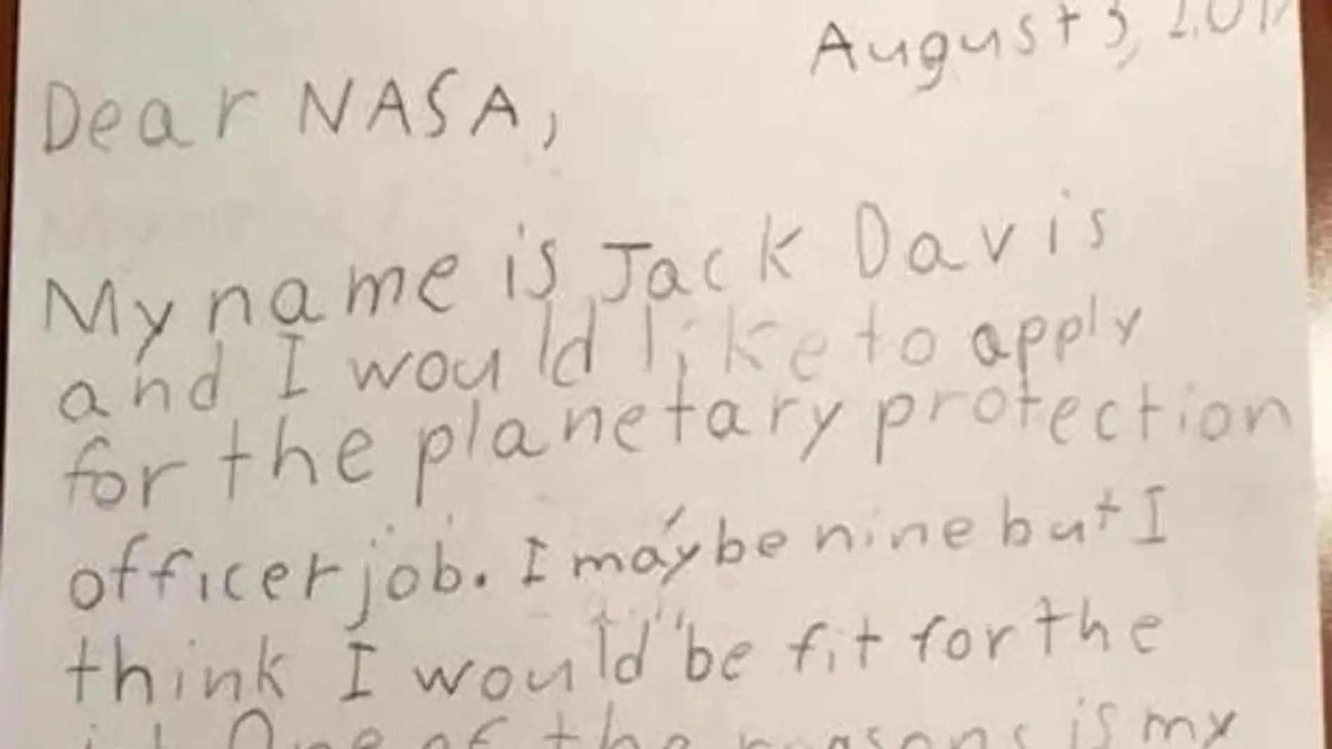 Carta niño de 9 años