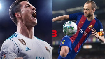 Portadas de FIFA 18 y PES 2018