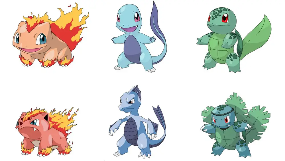 Pokémon iniciales de primera generación