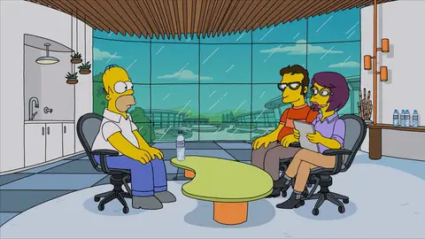 Homer en una entrevista de trabajo Los Simpson