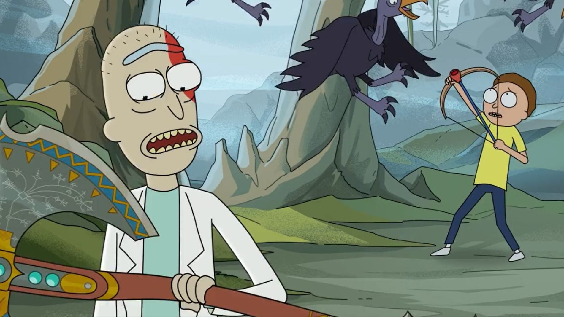 Rick y Morty como Kratos y Atreus