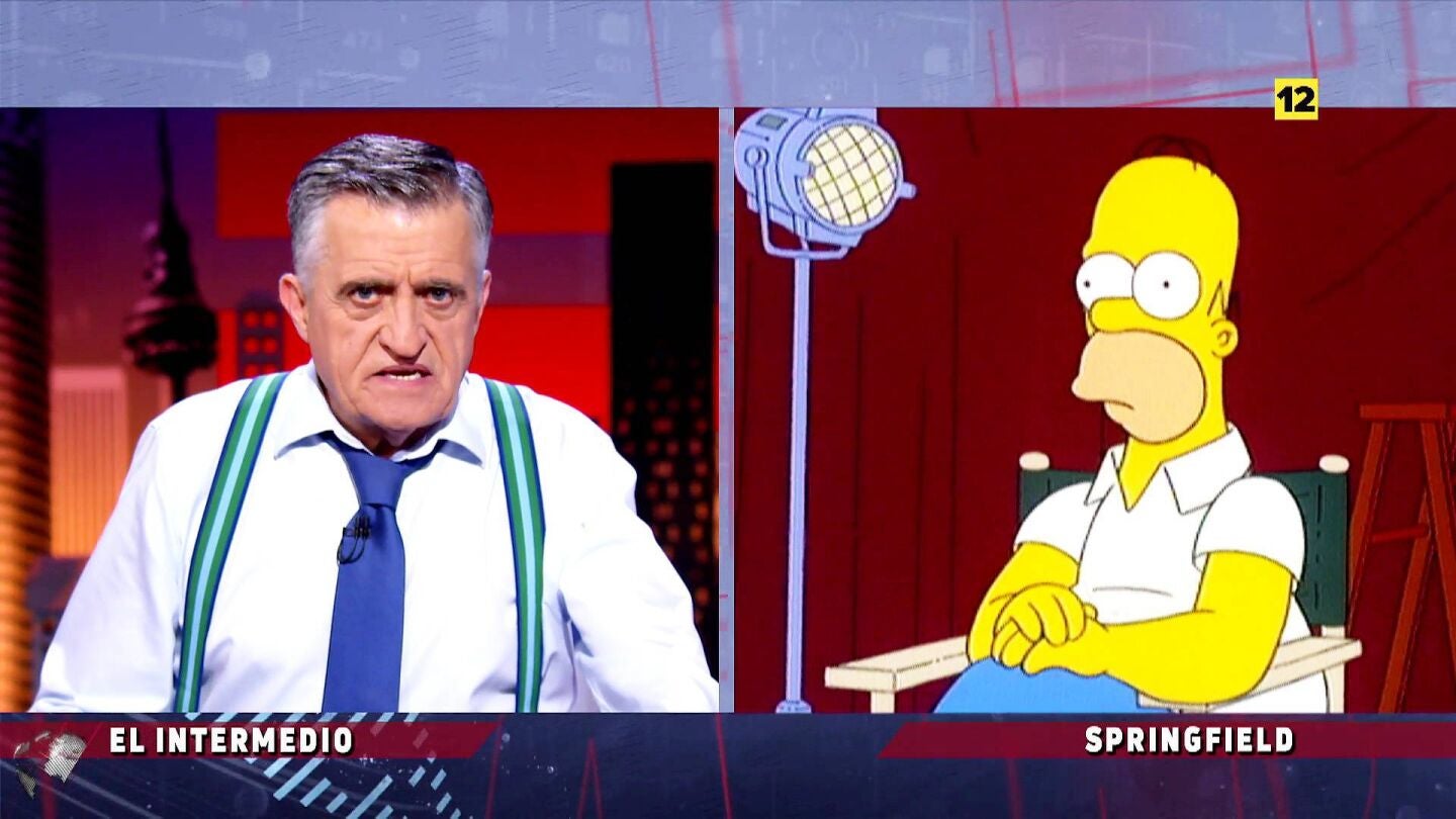 El Gran Wyoming le pregunta a Homer si se acaban Los Simpson y se sale por la tangente: "Voy a quedarme en casa comiendo pezu&ntilde;as fritas"