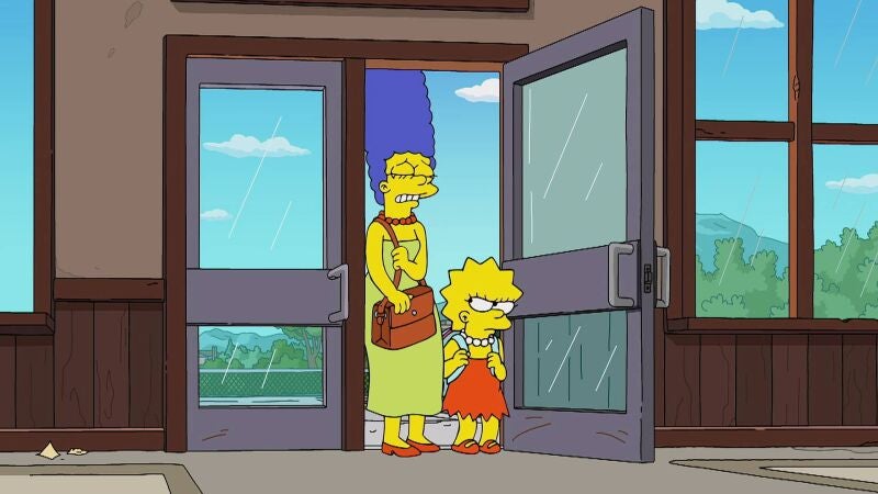 Lisa se va de viaje con sus tías y Marge protagoniza un momento surrealista en la estación de tren con su voluminoso pelo azul
