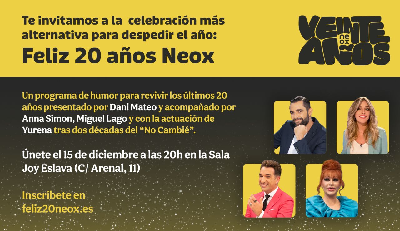 Compra ya tus entradas para despedir el a&ntilde;o con Feliz 20 a&ntilde;os Neox 