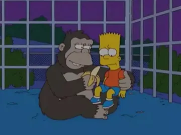 Una gorila se encariña con Bart Una gorila se encariña con Bart