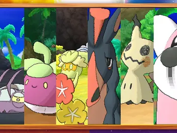 Wimpod, Bounsweet, Comfey y Mudsdale Wimpod, Bounsweet, Comfey y Mudsdale