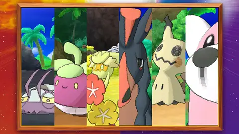 Wimpod, Bounsweet, Comfey y Mudsdale Wimpod, Bounsweet, Comfey y Mudsdale