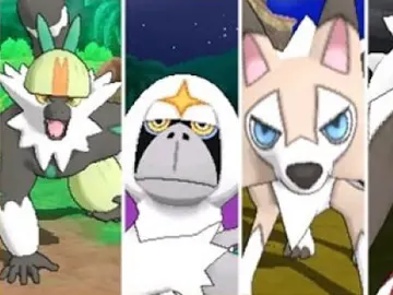 Oranguru, Passimian y Lycanroc en formas diurna y nocturna Oranguru, Passimian y Lycanroc en formas diurna y nocturna
