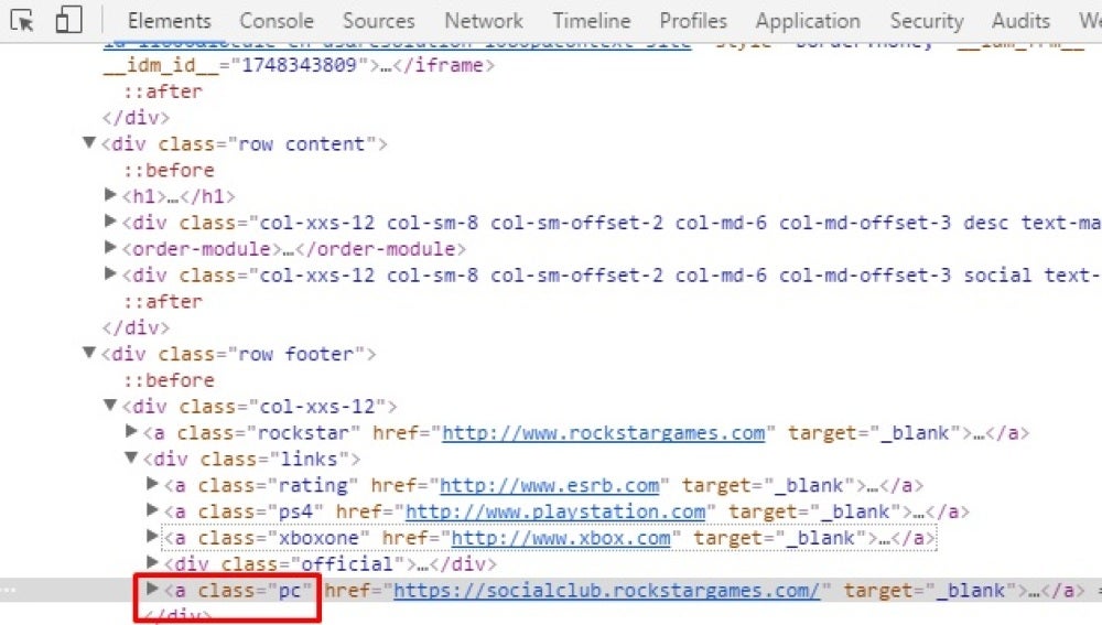Código fuente de la web de Red Dead Redemption 2