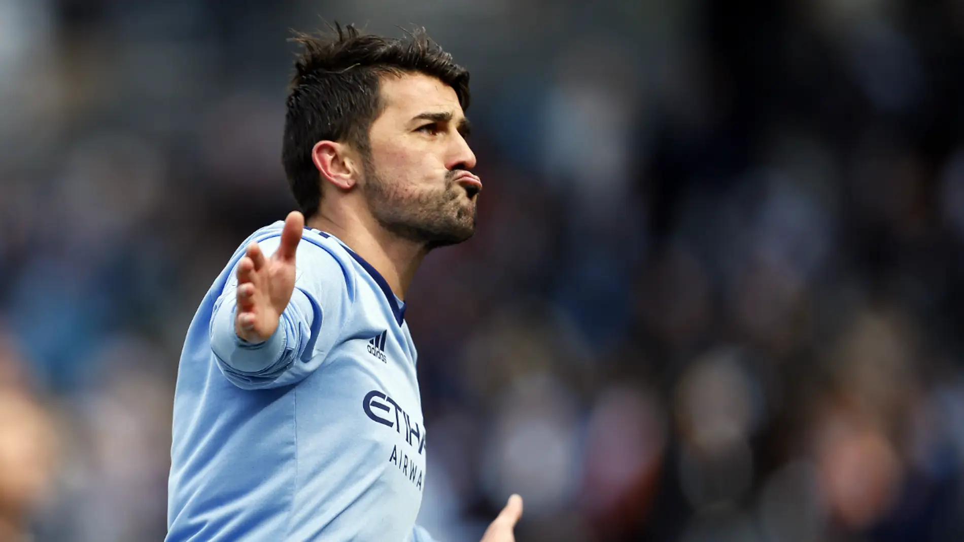 David Villa celebra un gol