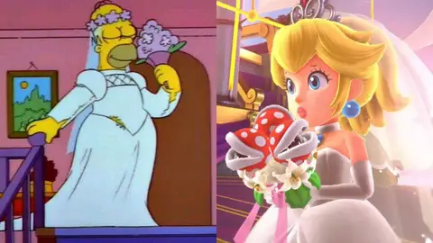 Homer Simpson y Peach Homer Simpson y Peach