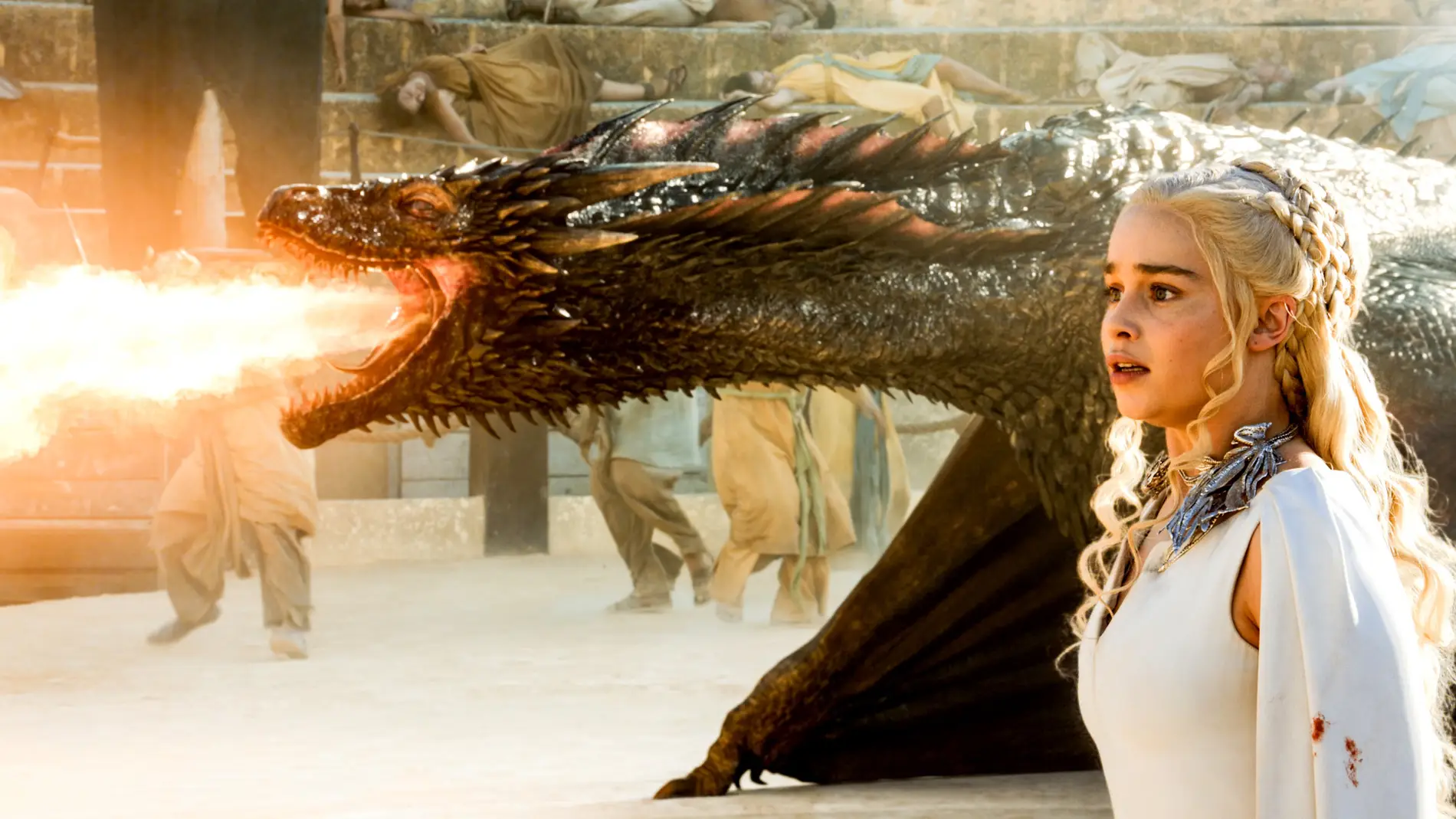 Daenerys Targaryen con sus dragones en 'Juego de Tronos'