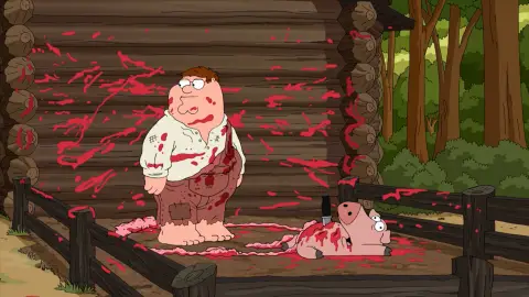 Peter después de matar a un cerdo: "¿Para qué quería yo la sangre?" Peter después de matar a un cerdo: "¿Para qué quería yo la sangre?"