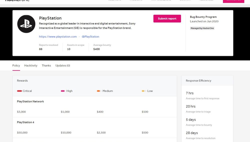 PlayStation Bug Bounty 