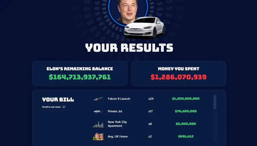 Gasta la fortuna de Elon Musk en tiempo récord