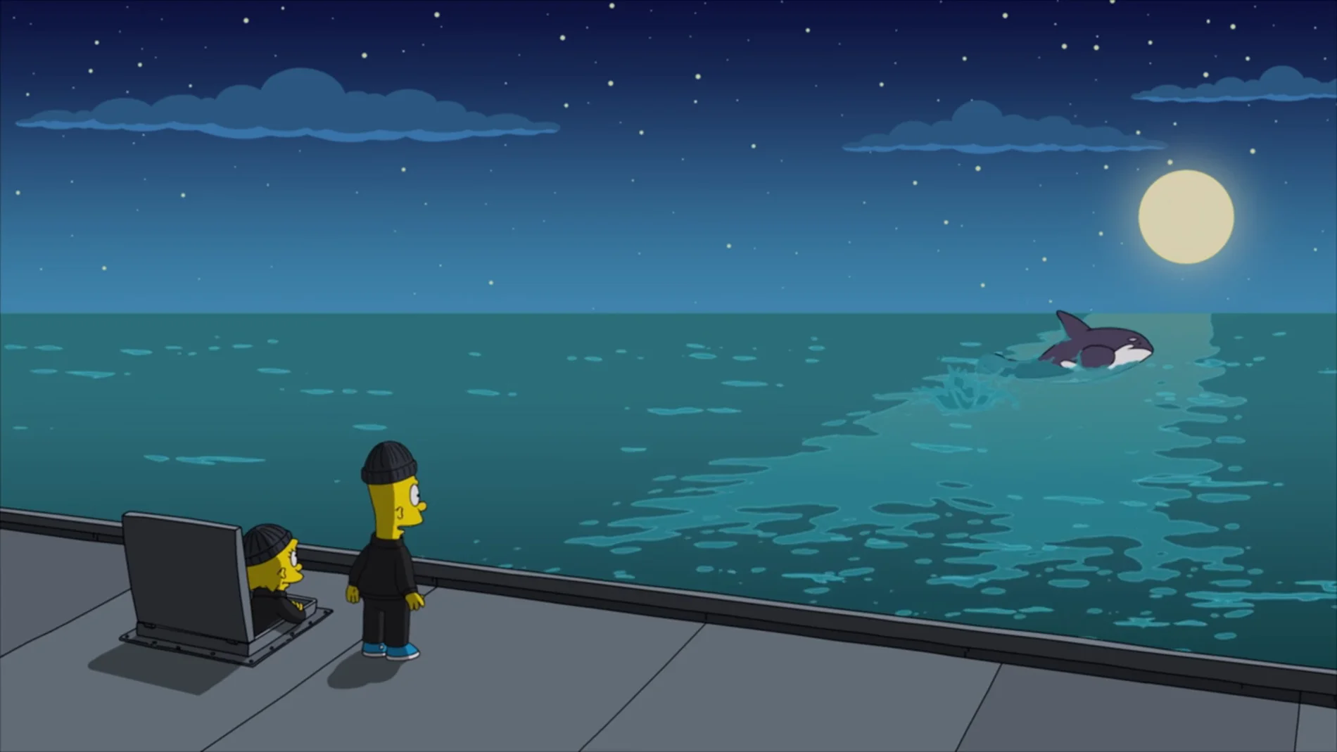 Lisa y Bart liberan a la ballena Willy