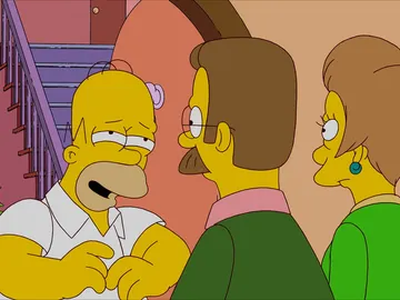 Homer frente a Flanders y Edna Homer frente a Flanders y Edna