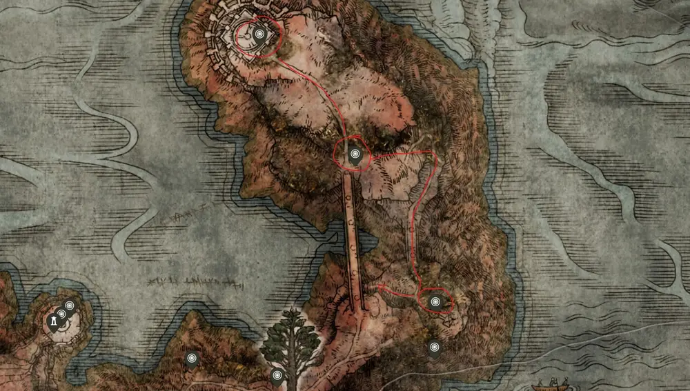 Mapa Elden Ring (camino a la bola gigante)