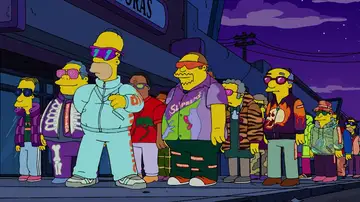 Homer y sus amigos irrumpen en la fiesta de presentación de las zapatillas de Bart